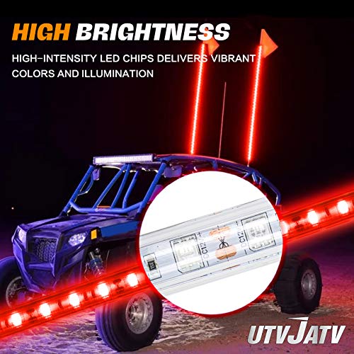 4FT LED Whip Red Lights Waterproof Flag Pole Safety Antenna with Flag for Can-Am Maverick X3 Sand Dune Buggy UTV ATV 2020 Polaris RZR XP 4X4 Offroad Truck 4 Wheels - 1PCS - color: Red, size: 4FT 1PC LED whip light
