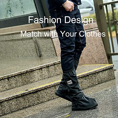 Waterproof Shoe Covers, Reusable & Foldable Rain Boot Shoe Cover with Zipper, Non-Slip, Reflector, Men Women Rain Gear, Black - size: Large Wide
