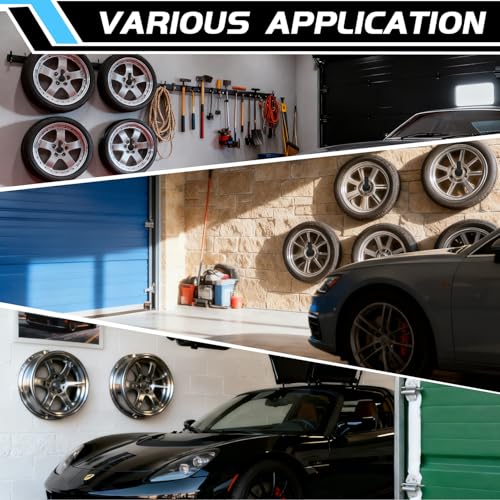 Heavy Duty Tire Rack Wall Mount, Garage Storage Hooks for Tire Storage, Folding Chair, Ladder, Bicycle, Garden Tools, 4 Pcs Black Iron Wall Mounted Organizer, 12 Inch - size: 12inch(‌⌀=0.9"), 4pcs