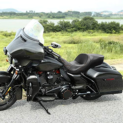 Passenger+Rider Driver Seat fit for Harley Davidson Touring 2009-2023 Road King Street Glide Road Glide Electra Glide Tri Glide models - color: 26#Black+Orange Seat-1