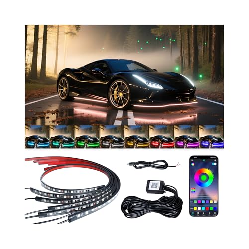 Underglow LED Lights for Cars - 6PCS RGB Neon Underglow Kit with Wireless APP Control, Music Sync, 8 Colors, 360 LEDs Waterproof for Cars, Trucks, SUVs - color: 6PCS underglow led lights for cars