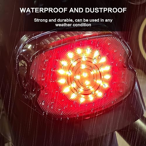 Motorcycle LED Rear Tail Light Red Strobing Turn Signal Brake Lights Low Profile Replacement for Harley Dyna Sportster 883 1200 Road King Tour Glide Road Glide Road King - color: black