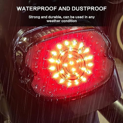 Motorcycle LED Rear Tail Light Red Strobing Turn Signal Brake Lights Low Profile Replacement for Harley Dyna Sportster 883 1200 Road King Tour Glide Road Glide Road King - color: black