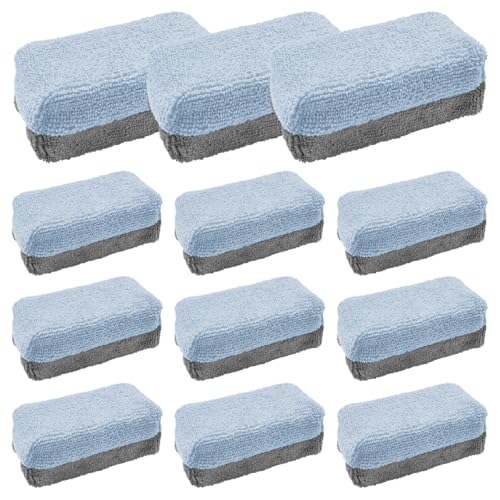 12PCS Ceramic Coating Applicator Sponge, Microfiber Rectangular Auto Polishing Cleaning Pads, Universal Automotive Detailing Sponge for Car Wax, Paint, Sealant Application (Blue) - color: Blue