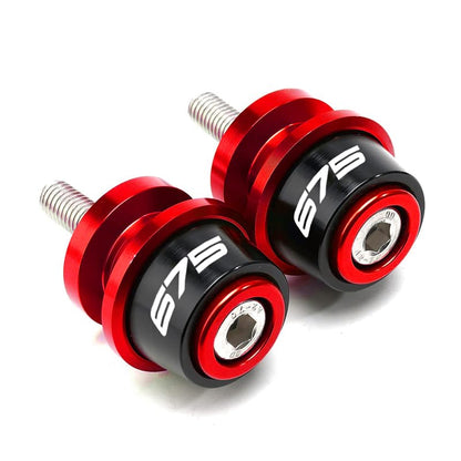 MOWOK Fit For 675SS 675SR 675NK 675 SR-R 675 SR/NK/SS/SR-R 10MM Motorcycle Accessories Rear Stand Screws M10 Swing Arm Swingarm Spools slider (Red) - color: Red