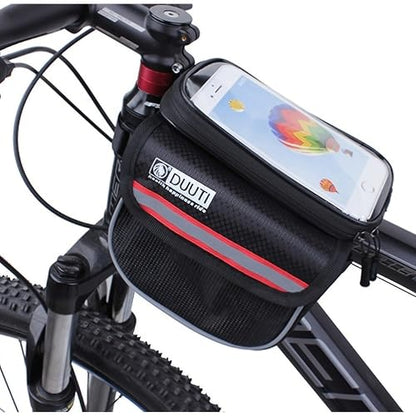Bike/Bicycle Bag,Bike Phone Holder Mount Bag,Touchscreen Bike Phone Mount under 6.8”,Waterproof, Bicycle Accessories Frame Storage Bag(Red) - color: Red