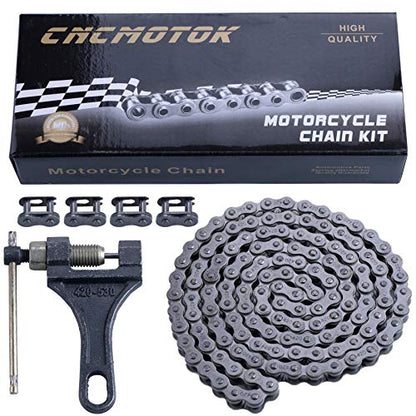 420 Motorcycle Chain+ Chain Breaker,420 Standard Roller Chain 132 Link for 110cc 125cc Dirt Pit Bike ATV Quad Go Kart Scooter Mini Bike - size: 132 Link Independent chain breaker
