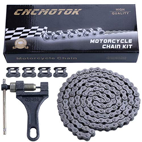 420 Motorcycle Chain+ Chain Breaker,420 Standard Roller Chain 132 Link for 110cc 125cc Dirt Pit Bike ATV Quad Go Kart Scooter Mini Bike - size: 132 Link Independent chain breaker