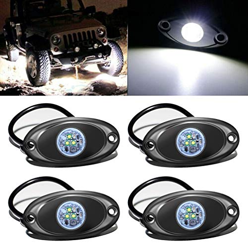 4 Pods LED Rock Light for Jeep ATV SUV Offroad Car Truck Boat - Map, Cargo, Trail Rig Lamp - Underbody Glow, Underglow, Neon - Waterproof 12V 24V - White - color: White, size: 4Pack LED Rock Light