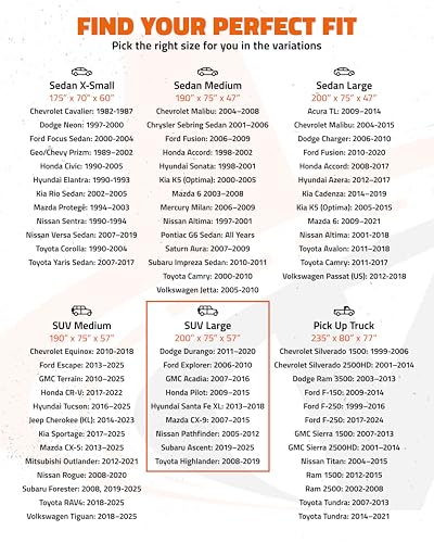 Mockins 200"x75"x57" SUV Car Cover Waterproof All Weather Heavy Duty Tarp | Dual-Layer 250G PVC & Soft Cotton Lining Full Exterior Covers | Windproof Large Car Cover for Snow & Rain with Buckle Strap - size: SUV - Large - 200" x 75" x 57"