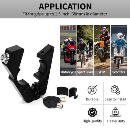CHIFUN Universal Motorcycle Handlebar Lock CNC Aluminum Handle Bar Grip Throttle Brake Anti-Theft Lock Compatible with ATV Motorbike Scooter Dirt Bike(Blue) - color: Blue