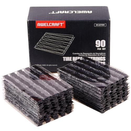AWELCRAFT Tire Repair Strings 90pcs 4" black, Automotive Tool Tire Repair Plugs for Tubeless Off-Road Tires Car, Bike, ATV, UTV, Wheelbarrow, Mower