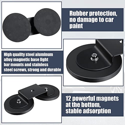 Shimeyao 4 Pcs Magnetic Light Bar Mounts Universal Magnet Mount Holder with Rubber Pad for Off Road SUV Truck Lamp Roof Bar Fog Light