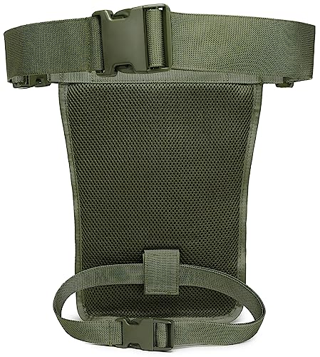 Motorcycle Tactical Drop Leg Thigh Bag with Holster Handgun Firearm Pistol Bag for Men Hunting Shooting Range Additional 3 Magazine Storage Slots - color: Army Green