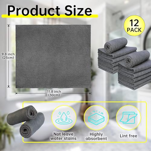12 PCS Thickened Magic Cleaning Cloth, Reusable Microfiber Cleaning Towels, Lint & Streak Free Cleaning Rags for Windows, Cars, Mirrors