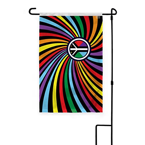 AGAS Peace Swirl Rainbow Garden Flag 12x18 inch - Printed on Outdoor 200D Nylon - Double Stitched Edges - 12" Pole Sleeve for hanging - color: 12x18 inch Garden Flag