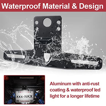 StarknightMT Universal UTV ATV License Plate Holder with LED Light, Heavy Duty Aluminum License Plate Mount Compatible with Polaris RZR Ranger, Can-Am Maverick X3, Trailer, Golf Cart, Boat, RV