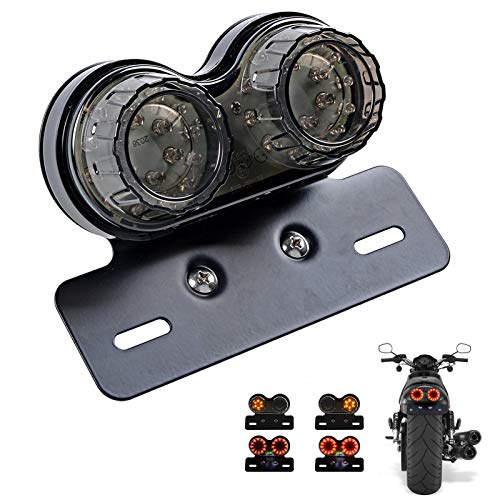 ANKIA 40-LED 40W Motorcycle Tail Light Integrated Running Lamp Brake&Turn Signal Light with License Plate Bracket for Harly Motorcycle Street Bike Cruiser Chopper (Black) - color: Black