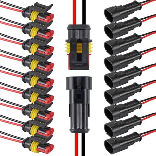 10PCS 2 Pin Way Electrical Wire Connector Waterproof Connector 2 Wire Connector 16AWG Male and Female Plug Quick Disconnect Connector for Car Truck Motorcycle Boat (2P) - color: 2P