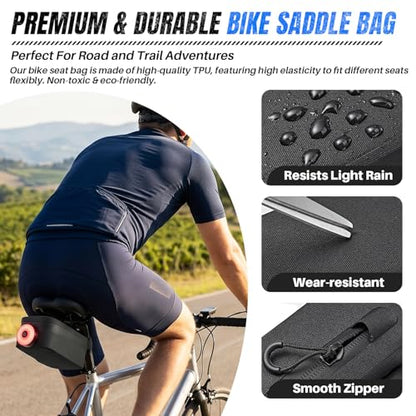 WOTOW Magnetic Bike Saddle Bag - 0.64L Portable Lightweight Under Seat Bicycle Bag with Fast Magnetic Clasp Attachment, Waterproof Zipper, Internal Pocket for Road, Mountain Bikes(L) - size: Large