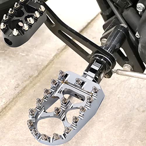 Goldfire Offroad Wide Motorcycle Fat Foot Pegs Pedals, 360° Roating Foot Pedals Footpegs Rests Suit for Harley Dyna Sportster Bobber (Chrome) - color: Chrome