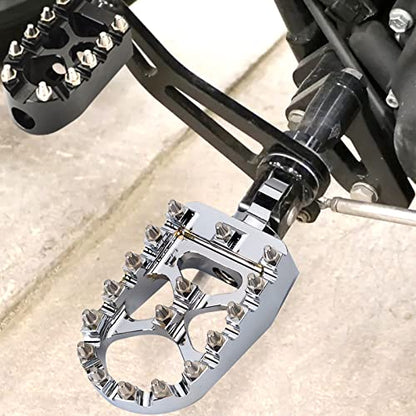 Goldfire Offroad Wide Motorcycle Fat Foot Pegs Pedals, 360° Roating Foot Pedals Footpegs Rests Suit for Harley Dyna Sportster Bobber (Chrome) - color: Chrome
