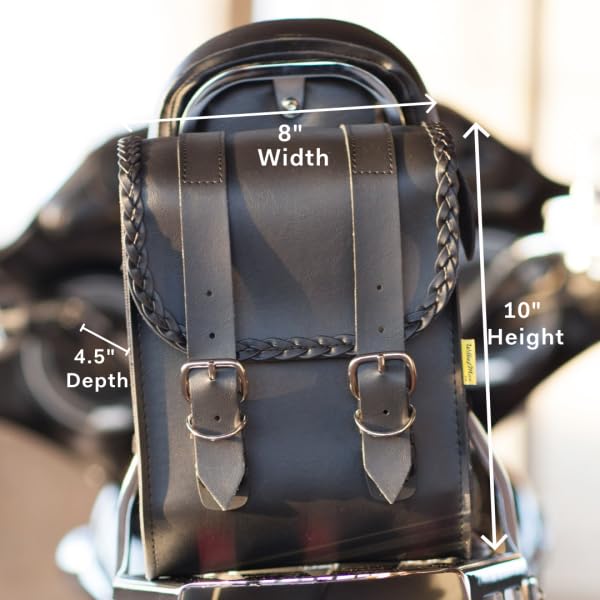 Dowco Willie & Max 58481-20 Braided Series: Synthetic Leather Motorcycle Sissy Bar Bag, Black, Universal Fit, 6 Liter Capacity - style: Braided Series