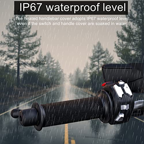 12V Motorcycle Heated Grips Cover, Universal Handlebar Grip, 3 Temperature Settings, IP67 Waterproof, ATV Scooter Motorcycle Hand Grip Heater Warmer Hot with Switch & Fuse - color: Heated grip cover - Black