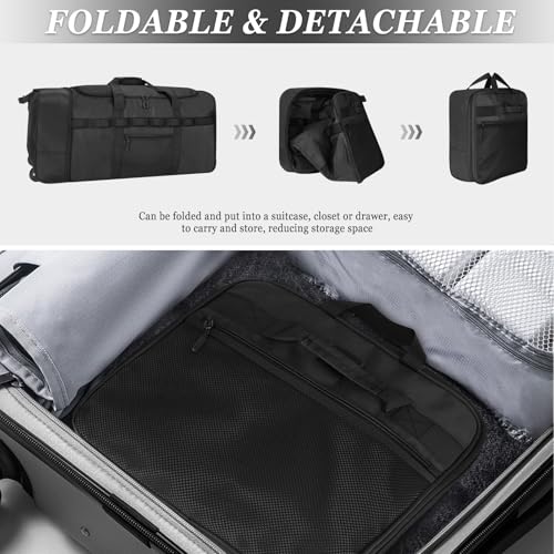 Rolling Duffle Bag with Wheels, 85L Expandable Rolling Duffel Bag for Travelling, Extra Large Foldable Carry on Travel Duffle Bag for Men - color: Black