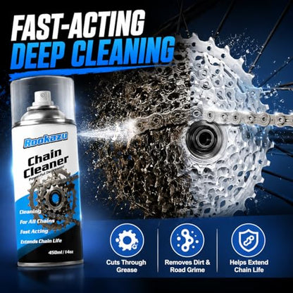 Chain Cleaner Kit for Motorcycle & Bicycle, with Chain Cleaner & Lube, Brushes, Gloves, Tools – Complete Cleaning & Lubricating Set for All Bikes, Street Bikes, Karts, Smooth Drive Train