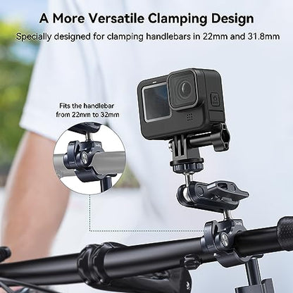 SMALLRIG Bike Motorcycle Handlebar Mount for Gopro, Pole and Roll Bar Mount, CNC All-Metal 22-32mm for Action Cameras Gopro, Insta360 and DJI - 4191
