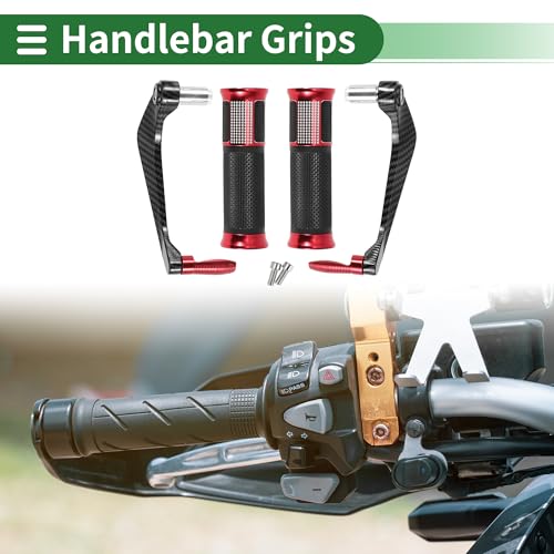 7/8" 22mm 15/16" 24mm Motorcycle Hand Grips Cover Kit Aluminum Alloy Rubber Handlebar Grips Diamond Pattern Side Checkered Diamond Pattern Red - color: Red
