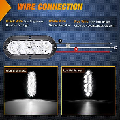 Nilight 6 Inch Oval White LED Trailer Tail Light 4PCS 10 LEDs Waterproof Reverse Back Up Surface Mount Trailers Lights for Truck RV Boat Bus Lorry Camper Van Caravan - color: White Lights Screws 4PCS