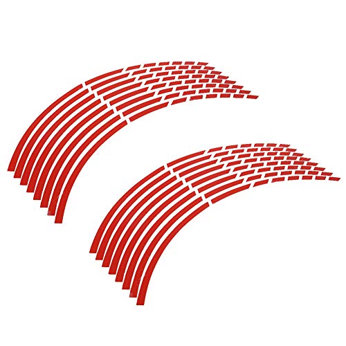 aqxreight Reflective Wheel Rim Stripe Decal, 16pcs Bike Motorcycle 16 18inch Reflective Wheel Strip Stickers Decoration Accessory(Red)