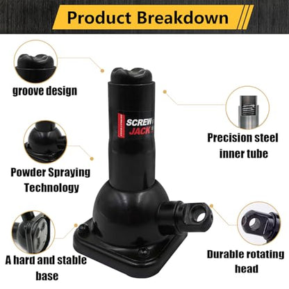 Car Jack 2 Ton (4,000 lb) Capacity Spiral Jack for Pickup Truck, Screw Jacks for Car Lift or Jack Stands, Tire Jack Fit for Ford F150 Truck Chevy Silverado Dodge Ram 1500 (Black), 8.46”-19.09” - size: 19 inch