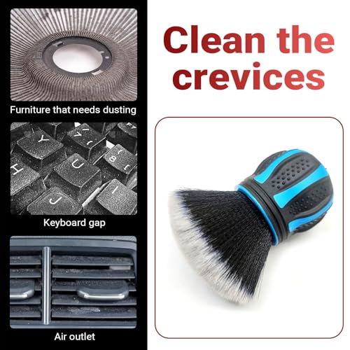 Car Detailing Brush, Automotive Ball-shaped Detail Brush, Ultra Soft Cleaning Brushes with Storage Rack, Universal Auto Interior Cleaning Tool, for Most Cars (Blue) - color: Blue