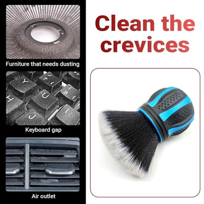 Car Detailing Brush, Automotive Ball-shaped Detail Brush, Ultra Soft Cleaning Brushes with Storage Rack, Universal Auto Interior Cleaning Tool, for Most Cars (Blue) - color: Blue