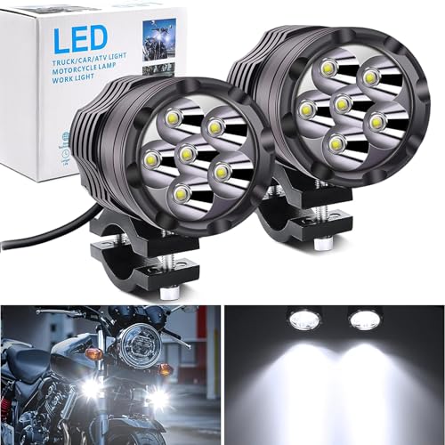 Ourbest Motorcycle Fog Lights with 1inch Tube Bar Brackets, 2.5" Motorcycle Auxiliary light Round 12-60V For Motorbike Truck ATV 12V 24V 36V