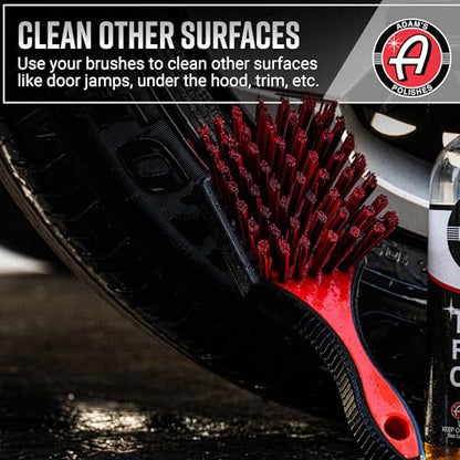 Adam's Complete Wheel & Tire Brush Kit (5-Item) - Includes Wheel Brush, Tire Brush, Barrel Brush, Lug Nut Brush & Fender Brush for Complete Wheel & Tire Auto Detailing - size: 5-Item