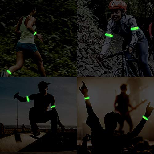 2 Pack Rechargeable LED Reflective Armband, High Brightness High Visibility Night Safety Light Band, Wearable Flashing LED Gear for Running, Walking, Biking and Outdoor Activities - color: green