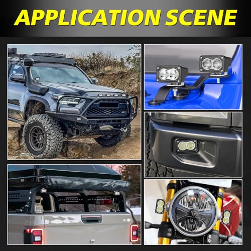 LED Pods, AKD Part 3 Inch Flood CREE LED Off Road Lights 40W Small Driving Light Pods Backup Reverse Lights Fog Pod Light 2 Packs for Truck Pickup Motorcycle UTV ATV SUV Dirt Bike Surron - color: White