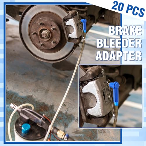 20 Pcs Brake Bleeder Adapter Joint Kit Exchange Tool Connector Brake Fluid Bleeder Car Oil Bleeding Pump Exchange Adapter for Cars Trucks Vehicles System Bleeding Tools