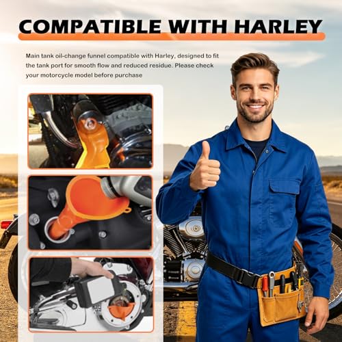 Compatible with Harley Oil Change Kit,All-in-One Motorcycle Oil Change Kit with Oils Filter Funnel,Oils Filter Wrench,50PCS Rubber O-Rings,Multi-Purpose Motorcycle Tool Kits