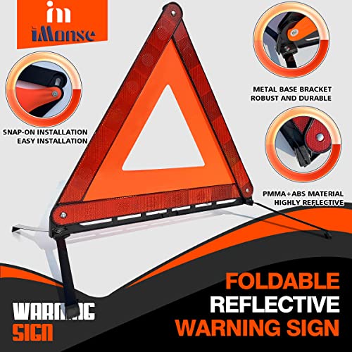 Warning Safety Triangle Kit, Emergency Roadside Warning Reflective Triangle, Foldable with Storage Case for Roadside Breakdowns Emergenc 3 Pack - size: 3P