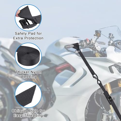 Cam Buckle tie Down Straps 6 Feet 1200lbs Break Strength, 4pcs Heavy Duty tie Down Straps with Hooks and Soft Loops for Motorcycle, Dirt Bike, Trucks, Kayak, Car - size: 1"x6' 2pcs