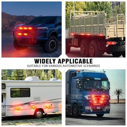 WINECO 8PCS LED Strobe Lights kit 12V Sync Feature Red 12LED Emergency Hazard Warning Lights with Strobe Controller for Trucks Vehicles ATV RV Cars Van - color: Red
