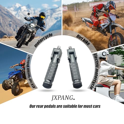 Universal Motorcycle Bicycle Folding Passenger Foot Pegs M8 Rearsets Rear Set Footrests Footpeg Foot Rest Peg Pedals For Bike Install Hole 8mm (Titanium) - color: Titanium