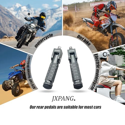 Universal Motorcycle Bicycle Folding Passenger Foot Pegs M8 Rearsets Rear Set Footrests Footpeg Foot Rest Peg Pedals For Bike Install Hole 8mm (Titanium) - color: Titanium