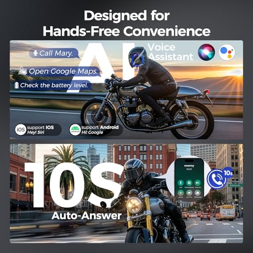 Moman Motorcycle Helmet Headsets Speaker, Hands‑Free Hi-Fi Speakers Dual Noise Cancellation with Loud Sound, Voice Assistant IPX6 Waterproof Helmet Headphones for All Helmets and Solo Riding (RS-C) - style: RS-C