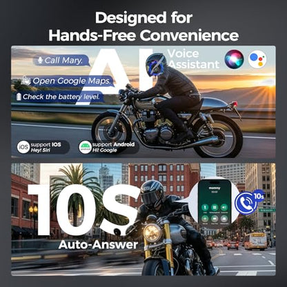 Moman Motorcycle Helmet Headsets Speaker, Hands‑Free Hi-Fi Speakers Dual Noise Cancellation with Loud Sound, Voice Assistant IPX6 Waterproof Helmet Headphones for All Helmets and Solo Riding (RS-C) - style: RS-C